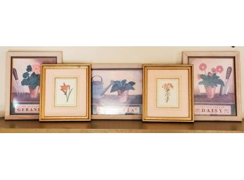 Five Assorted Wood Framed Botanical Wall Pictures