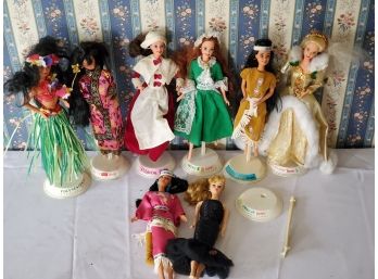 Grouping Of Eight Vintage 1980s Mattel Special Edition Barbie Dolls