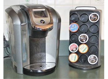 Keurig 2.0 Silver & Black Coffeemaker And Thirty Pod Stand Holder