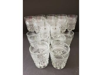 Vintage Embossed Glassware Lot - Rocks, Cordials & Wine Glasses