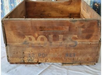 Antique Wood Advertising Food Shipping Crate Rolls 32 Count