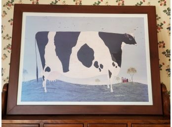 Warren Kimble Black & White Cow Professionally Framed And Matted Print