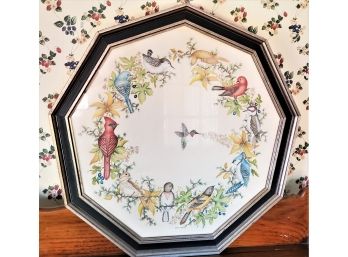 Beautiful Framed Signed 1994 Judith Carson Bird Painting On Fabric