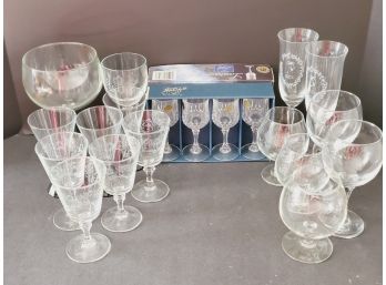 Glassware Assortment- Wine, Cordials, Bride & Groom & More