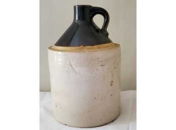 Great Antique Stoneware Brown & Beige Whiskey Moonshine Jug