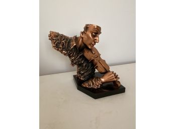 Man Playing  Violin  Sculpture On Marble Base