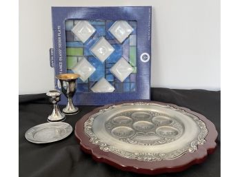 Group Of Traditional Seder Plates And Other Judaica Items