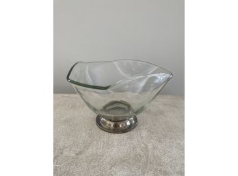 Glass Centerpiece Bowl With Silver Plate Base