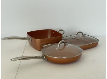 Copper Chef Three Pots With Two Lids