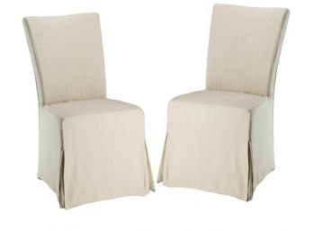 SAFAVIEH Four Suzy Linen Slipcovered Parson Dining Chairs BRAND NEW IN BOX