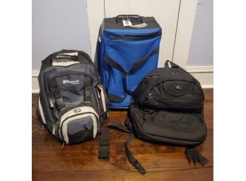 Rolling Suitcase And Two Camera Bags - Lowpro And Targus