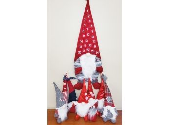 Adorable Group Of Stuffed Plush Gnomes - Christmas, Valentines Day, Red White & Blue