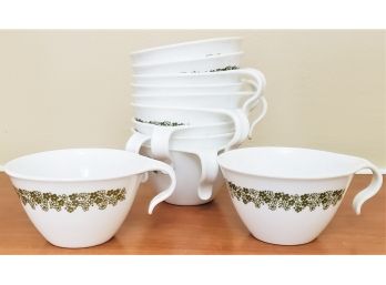 Eleven Corelle By Corning Green Daisy Coffee Cups