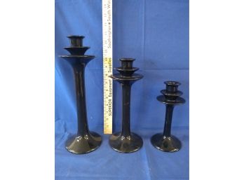 Set Of Three Candlesticks Deco Style Futuristic