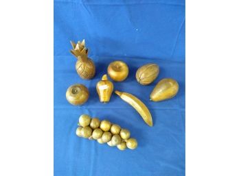 Lot Of Eight Carved Wood Fruit Pieces