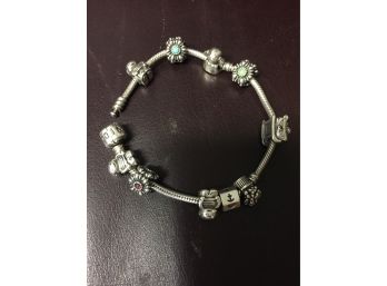 Sterling Silver Pandora Bracelet 10 Sterling Charms