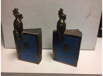 Art Deco Parrot Bookends . Atlas Of The World . 1930s Deco