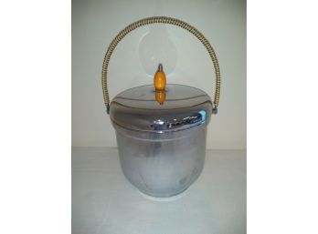 Vintage Krome Kraft Farber Bros Chrome Ice Bucket Bakelite Handle Original Tongs & Pyrex Glass Insert