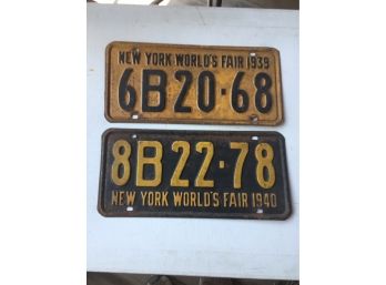 1939  And 1940 New York Worlds Fair License Plates