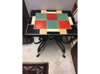 Mid Century Modern  Heavy Wrought Iron  Tile Table