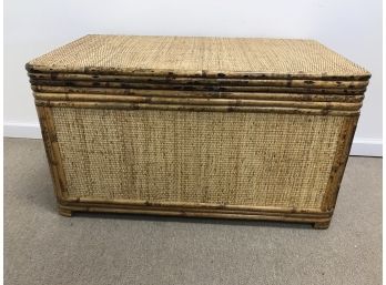 Rattan And Bamboo Boho Vintage Storage Chest / Box