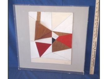 Vintage Mid Century Modern Abstract Mixed Media 3-D Painting / Wall Sculpture Signed And Dated 'Wells '61'