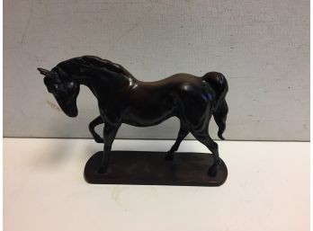 Sculpture Of A Horse On Wood Base Excellent Condition