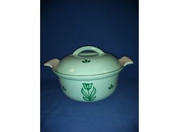 Mid Century Modern Made In Holland Green Cast Iron Enamelware