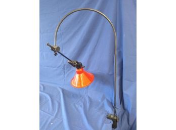 Vintage Red Clamp On Articulated Lamp - Works