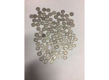 100 Mercury Dimes Mixed Dates . Good Condition