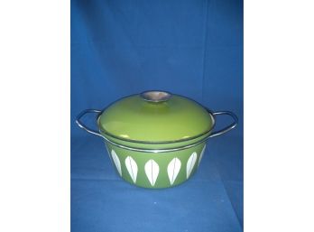 Catherine Holm Of Norway Style Mid Century Modern Green & White Lotus Covered Sauce Pan