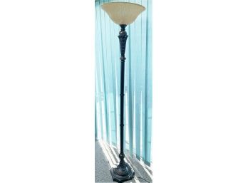 Vintage Tall Floor Lamp With A Nice Frosted Shade