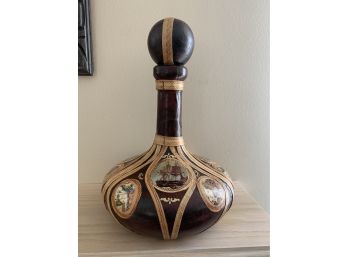 Italian Leather Covered Decanter With Stopper