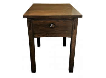 Heavy Dark Stained Single Drawer End Table