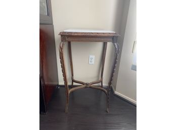 Antique Carved Table With Glass Inset Top