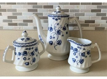 Nantucket Ironstone Woods & Son, England Teapot, Sugar And Creamer