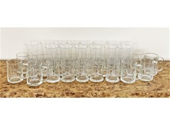 Beautiful Set Of Hand Etched Sailboat Glassware -35 Pieces