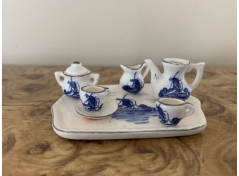 Miniature Blue And Whtie Porcelain Tea Service