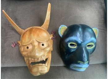 Two Carved Wood Masks