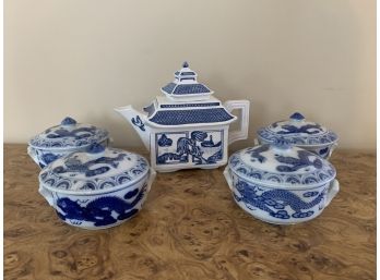 Five Asian Blue & White Pieces