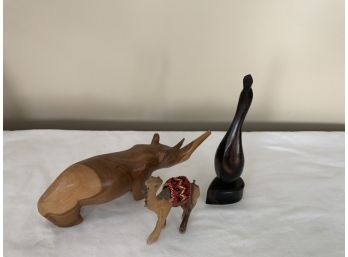 Three Contemporary Wood Carved Animals