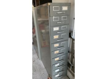 Grey Metal Card File Cabinet