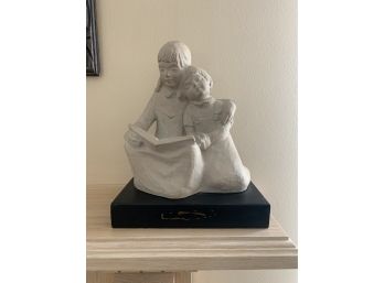 Signed Sculpture Of Two Your Girls Reading