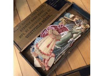 Victorian Paper Dolls In Cigar Box