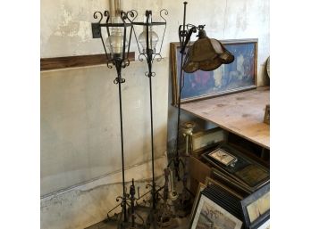 Antique Lamps: 3 Floor Lamps And 3 Table Lamps