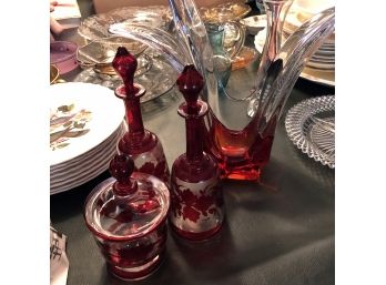 Red Glassware Lot