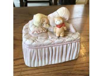 Vintage Ceramic Music Box With Baby