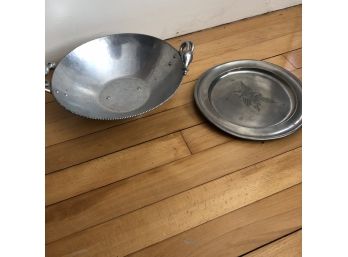 Knight Craft Serving Bowl And Pewter Plate