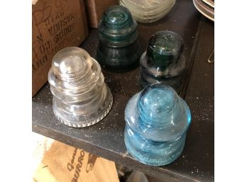 Set Of 4 Glass Insulators