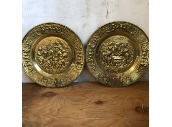 Set Of Two Gold Tone Plaques